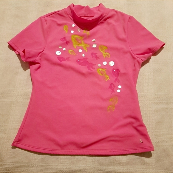 Lands End girls size Medium or 10/12 pink swim rash guard - Picture 1 of 4